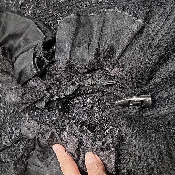 Cecico Size M Black Victorian Crochet Cardigan Gothic Steampunk Knit Sweater - Picture 16 of 16